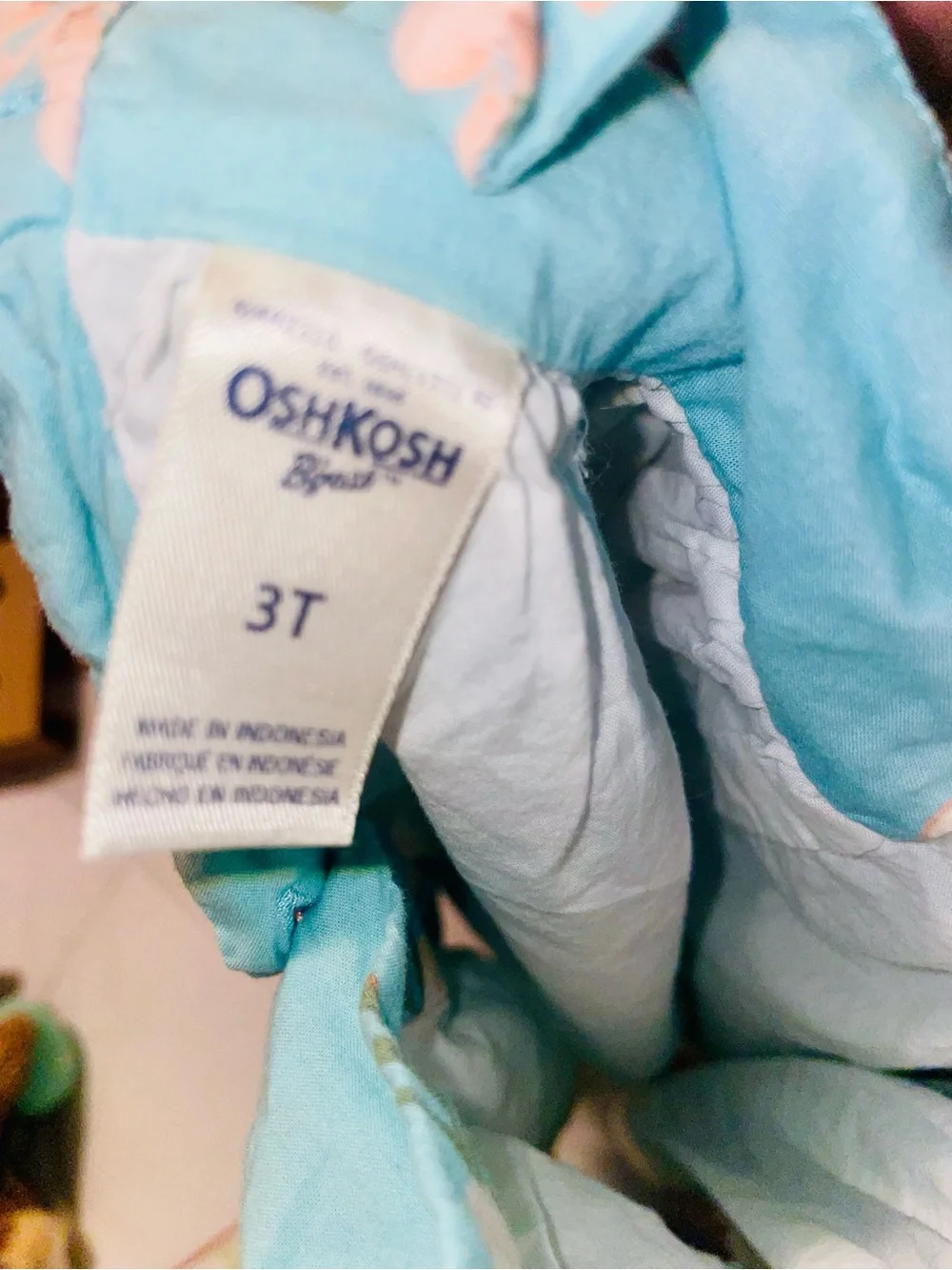 OshKosh B’gosh Girls 3T Aqua Floral Sundress Ruffle Strap Tropical Dress